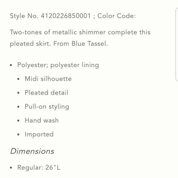 Anthropologie HD Paris Magdalena Skirt Pleated Metallic size S small NWT - Picture 5 of 5